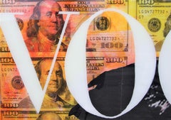 "Audrey in the Money" Warm Toned Audrey Hepburn Mixed Media Pop Art Collage