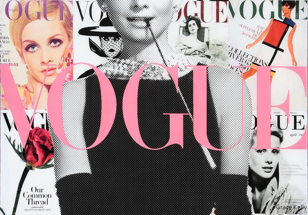 Audrey in Vogue Style Colorful Pop Art Resin Collage Audrey Hepburn Portrait 1