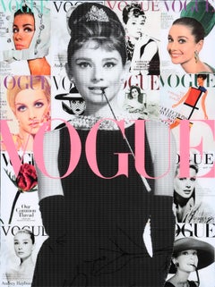 “Audrey in Vogue Style” Colorful Pop Art Resin Collage Audrey Hepburn Portrait