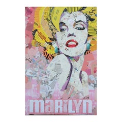"Color me Blonde" Pink and Yellow Marilyn Monroe Mixed Media Pop Art Collage