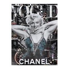 “Glitzy Glitter” Vogue Marilyn Monroe Mixed Media Pop Art Resin Collage