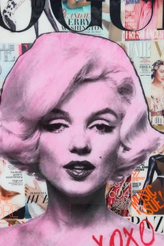 "Hugs and Kisses from Marilyn" Colorful Contemporary Mixed Media Pop Art Collage