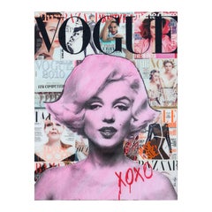"Hugs and Kisses from Marilyn" Colorful Contemporary Mixed Media Pop Art Collage