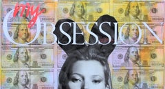 “My Obsession” Yellow Toned Kate Moss Playboy Mixed Media Pop Art Collage