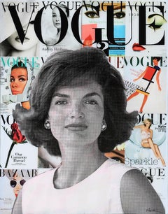 Portrait coloré en collage de résine Pop Art « Style in the Sixties » de Jackie Kennedy