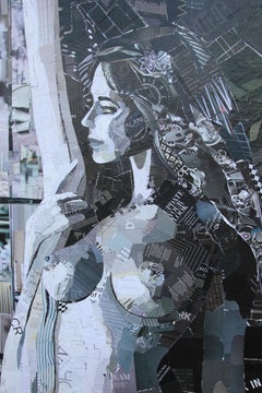 "Window Dressing" Black and White Nude Female Mixed Media Pop Art Collage