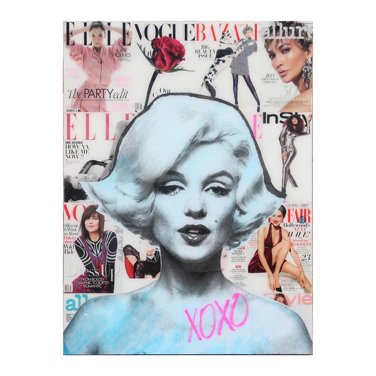 Jim Hudek “XOXO from Marilyn” Blue Toned Marilyn Monroe Mixed Media