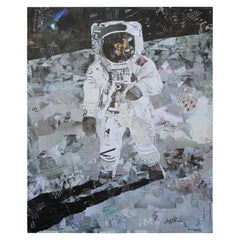 "Apollo 11" Astronaut Contemporary Mixed Media Collage Portrait