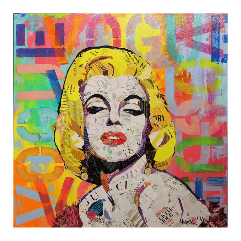 Jim Hudek Colorful Vogue Marilyn Monroe Mixed Media Contemporary Collage For Sale At 1stdibs