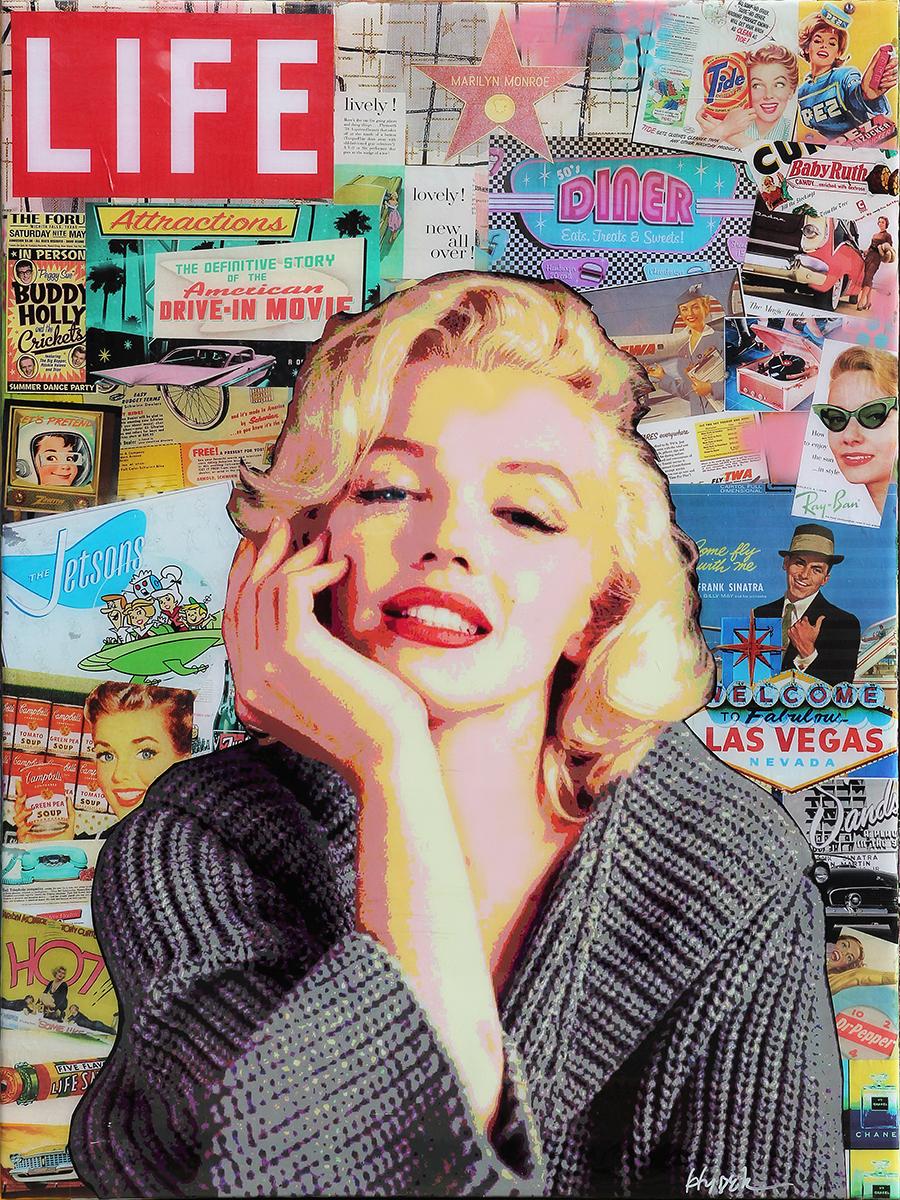 “Marilyn Life Magazine” Colorful Pop Art Mixed Media Contemporary Collage - Mixed Media Art by Jim Hudek