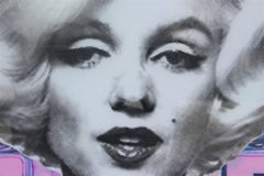 "Pink Vogue - Marilyn Monroe" Colorful Contemporary Mixed Media Portrait Collage