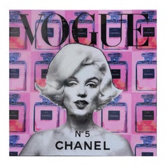 "Pink Vogue - Marilyn Monroe" Colorful Contemporary Mixed Media Portrait Collage