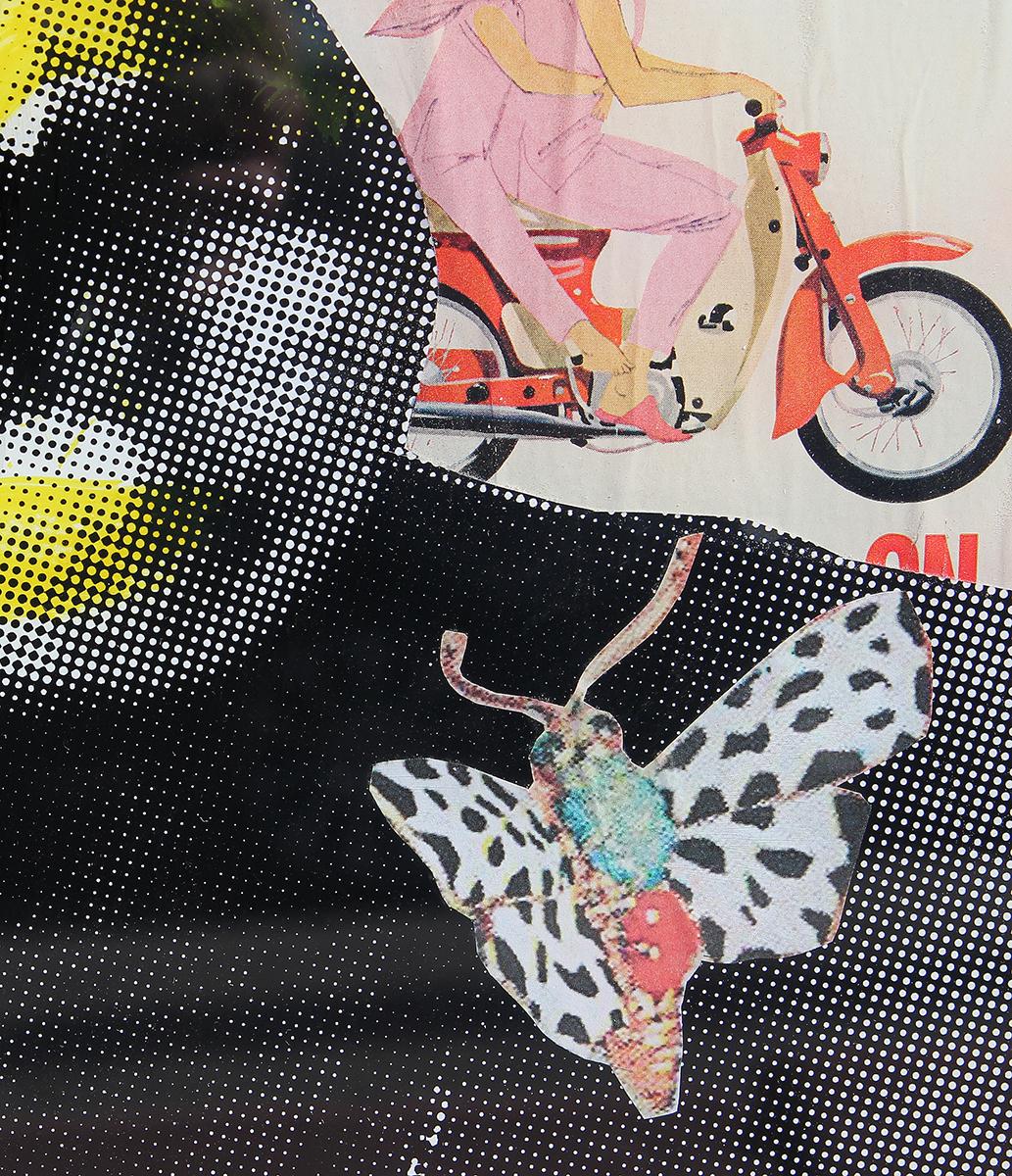 Twiggy Life Magazine - Collage contemporain de médias mixtes colorés Pop Art - Contemporain Painting par Jim Hudek