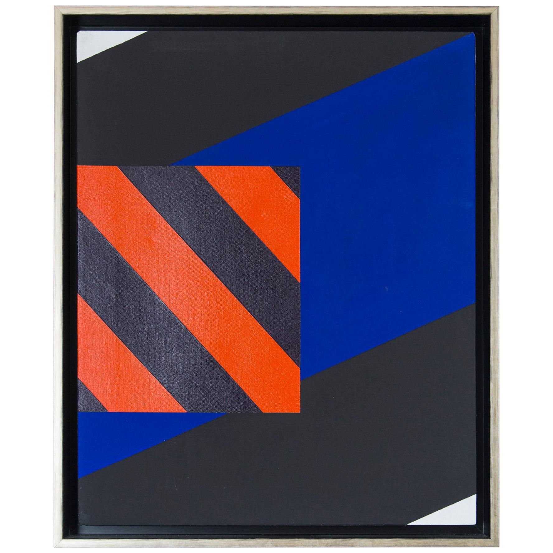 Jim Huntington Red, Blue and Black Abstract Painting, 1964