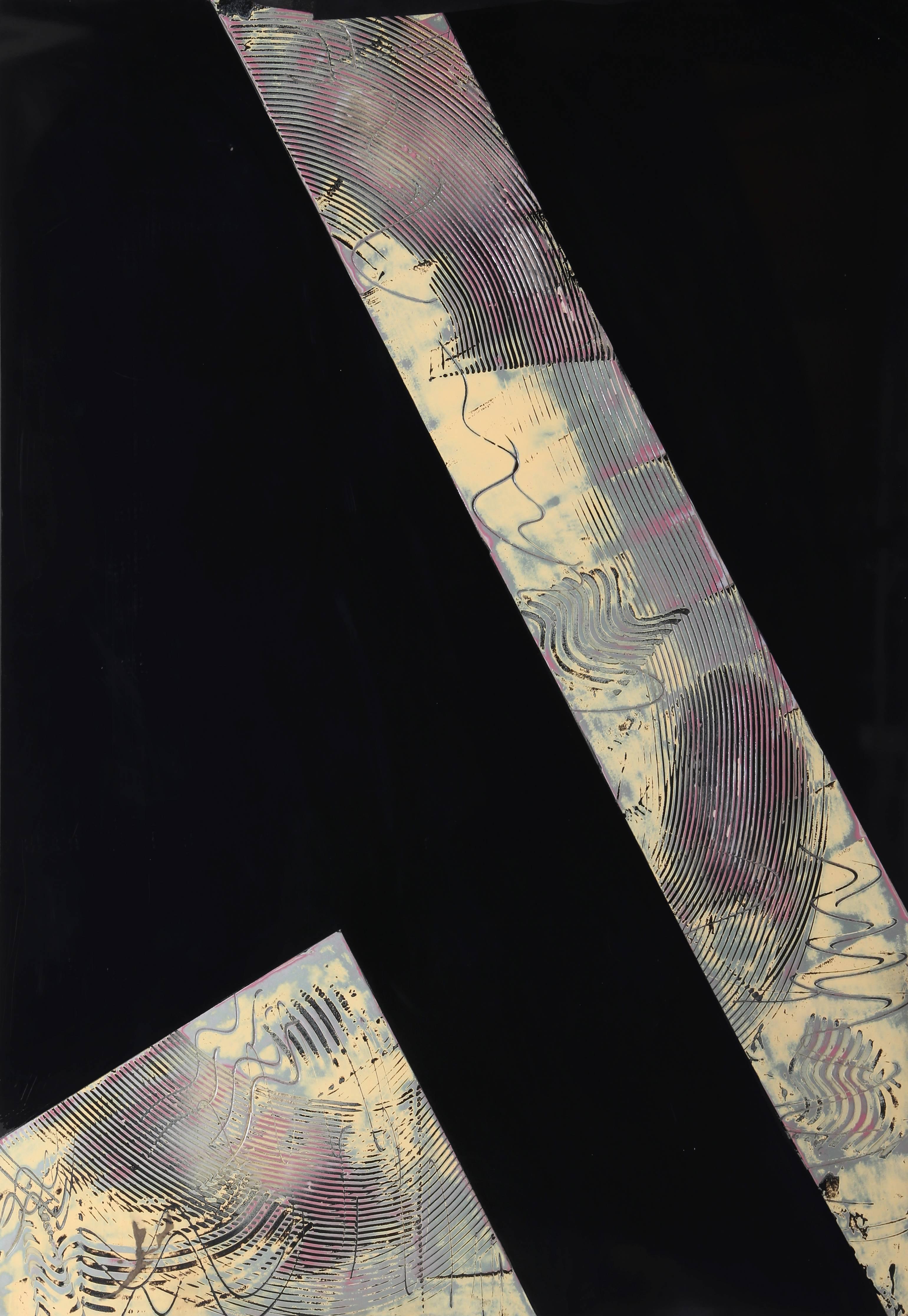 Jim Jacobs, "Olo Canyon," Enamel with Etching in Pressed Wood, 1982
