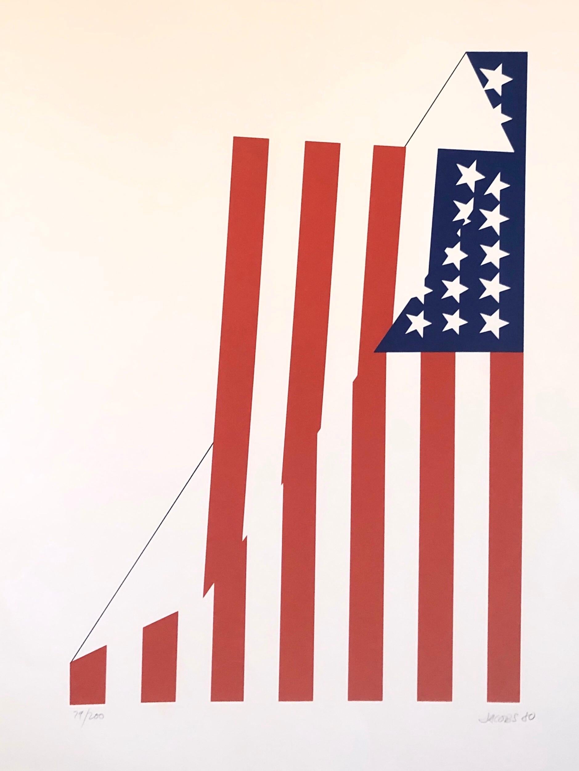 Jim Jacobs Print - Folded American Flag Silkscreen Pop Art Abstract Modern Americana 