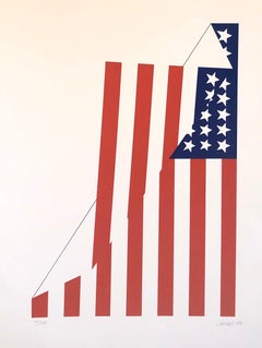 Folded American Flag Silkscreen Pop Art Abstract Modern Americana