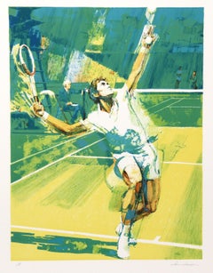Tennis Serve, Expressionist Lithograph by Jim Jonson