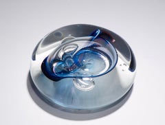 Jim Karg Sommerso Disk Sculpture, American Studio Glass 1990s