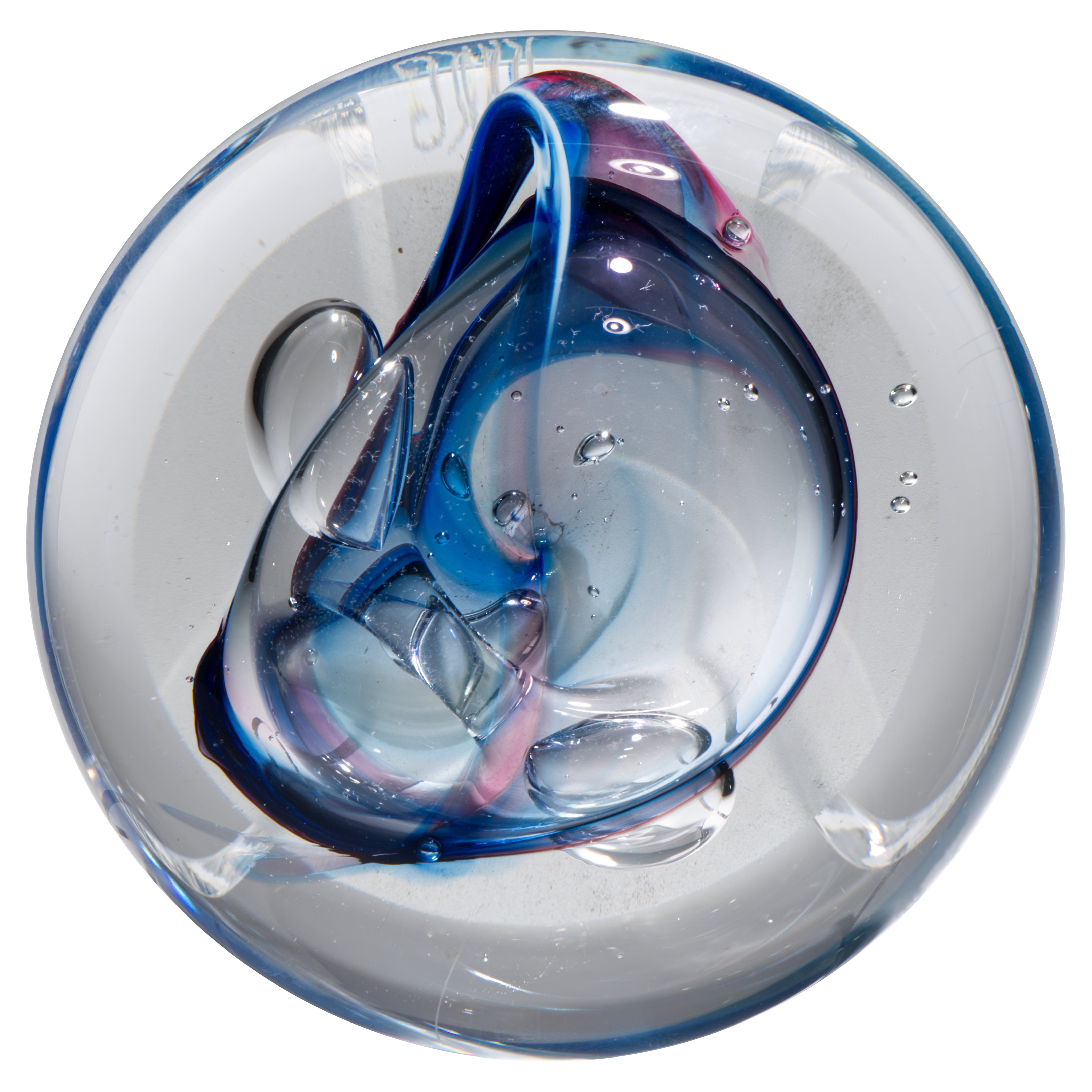 Jim Karg Sommerso Disk Sculpture, American Studio Glass 1990s For Sale
