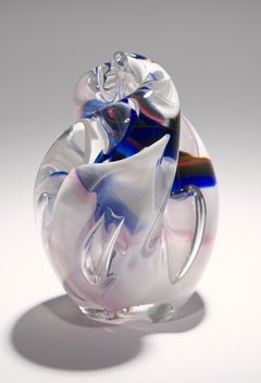 Jim Karg Sommerso Flammenskulptur, Amerikanisches Studio Glas 1990er Jahre