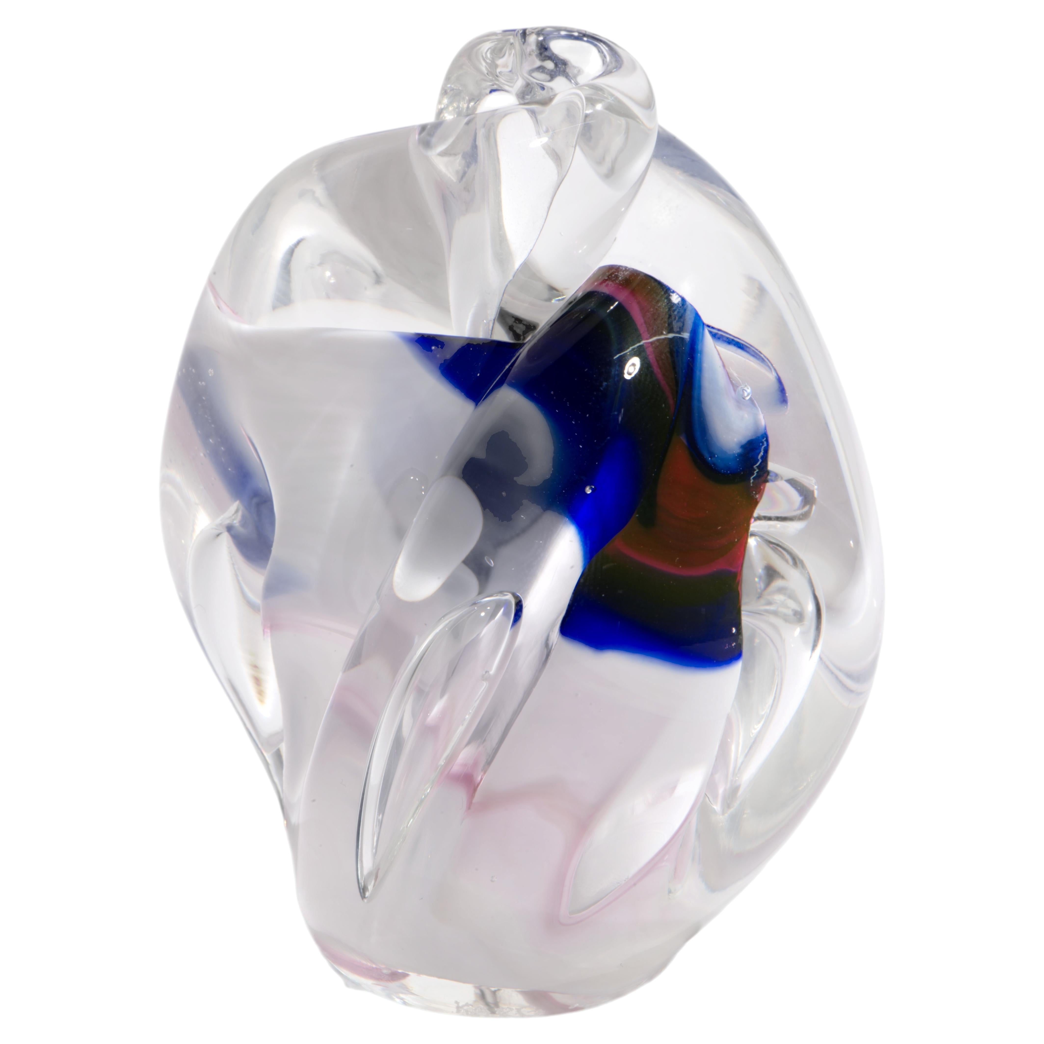 Jim Karg Sommerso Flame Sculpture, American Studio Glass 1990s