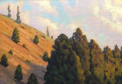 JUST BEFORE SUNSET, Pintura original firmada de paisaje realista contemporáneo