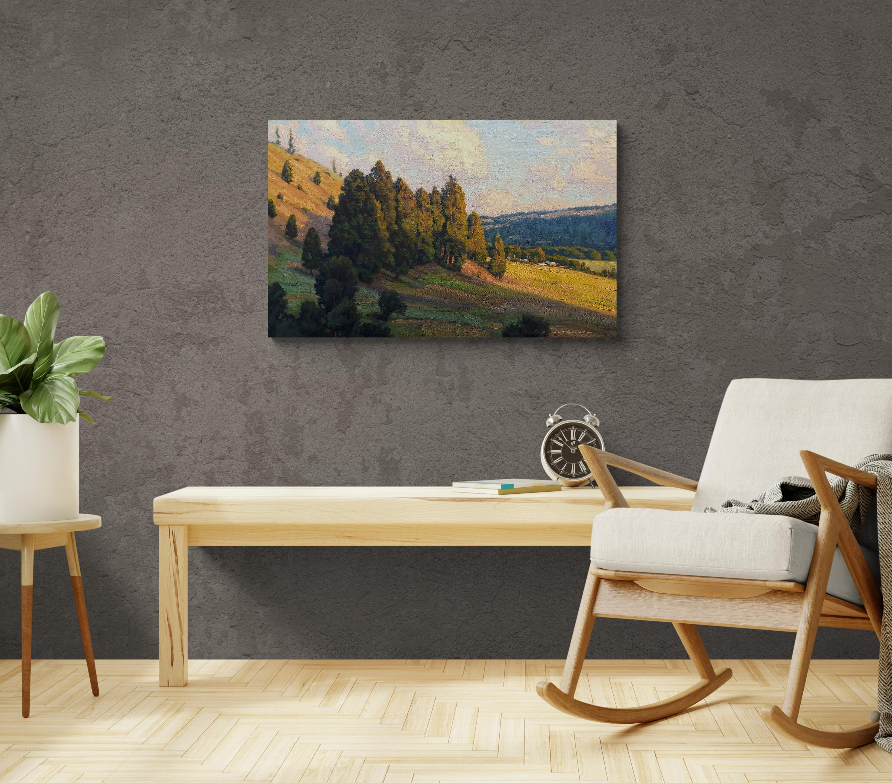 JUST BEFORE SUNSET, Original signiertes zeitgenössisches realistisches Landschaftsgemälde im Angebot 4