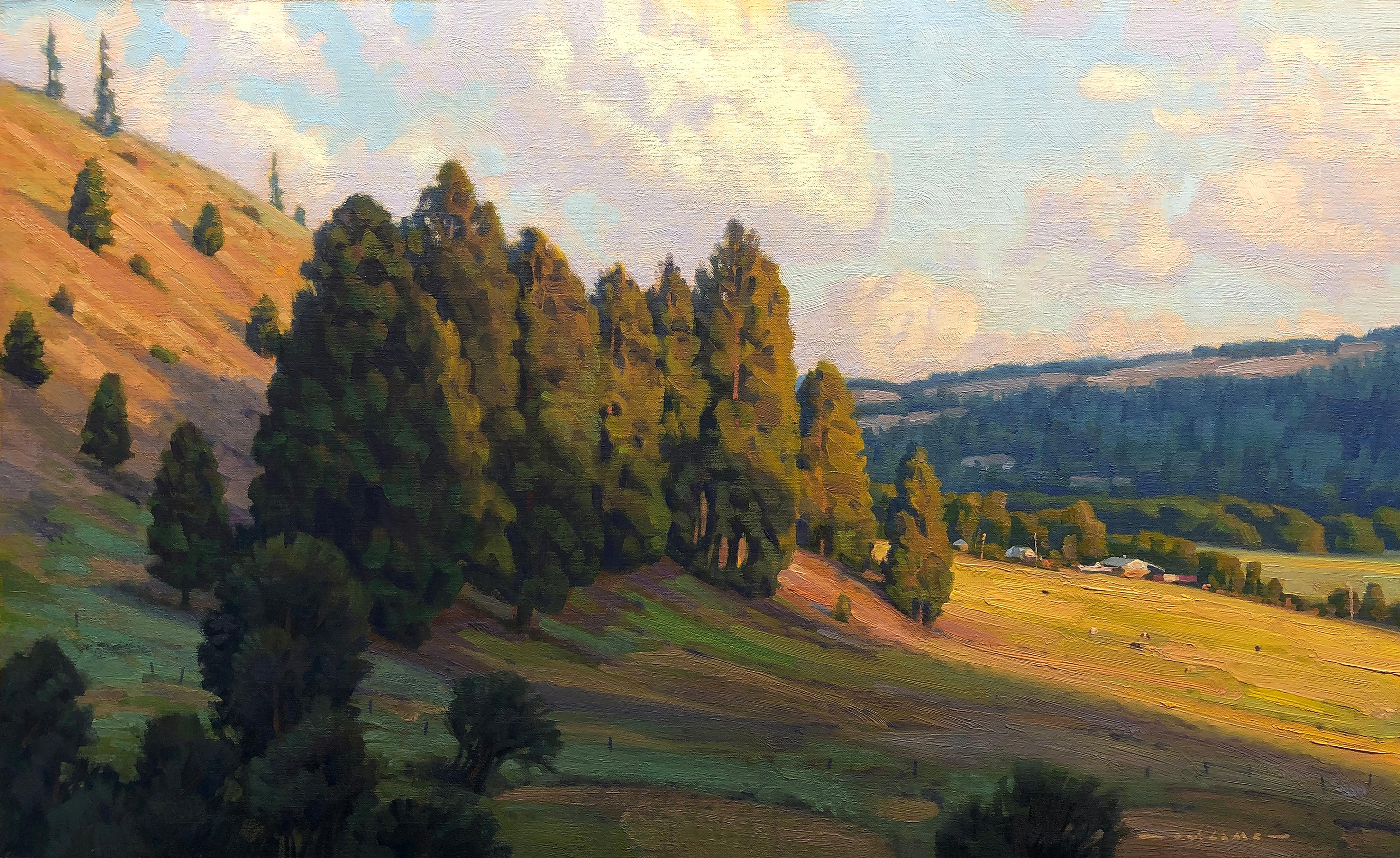 JUST BEFORE SUNset, peinture originale de paysage réaliste contemporaine signée
