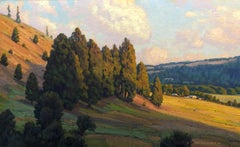 JUST BEFORE SUNSET, Original Signed Contemporary Realist Landscape Painting