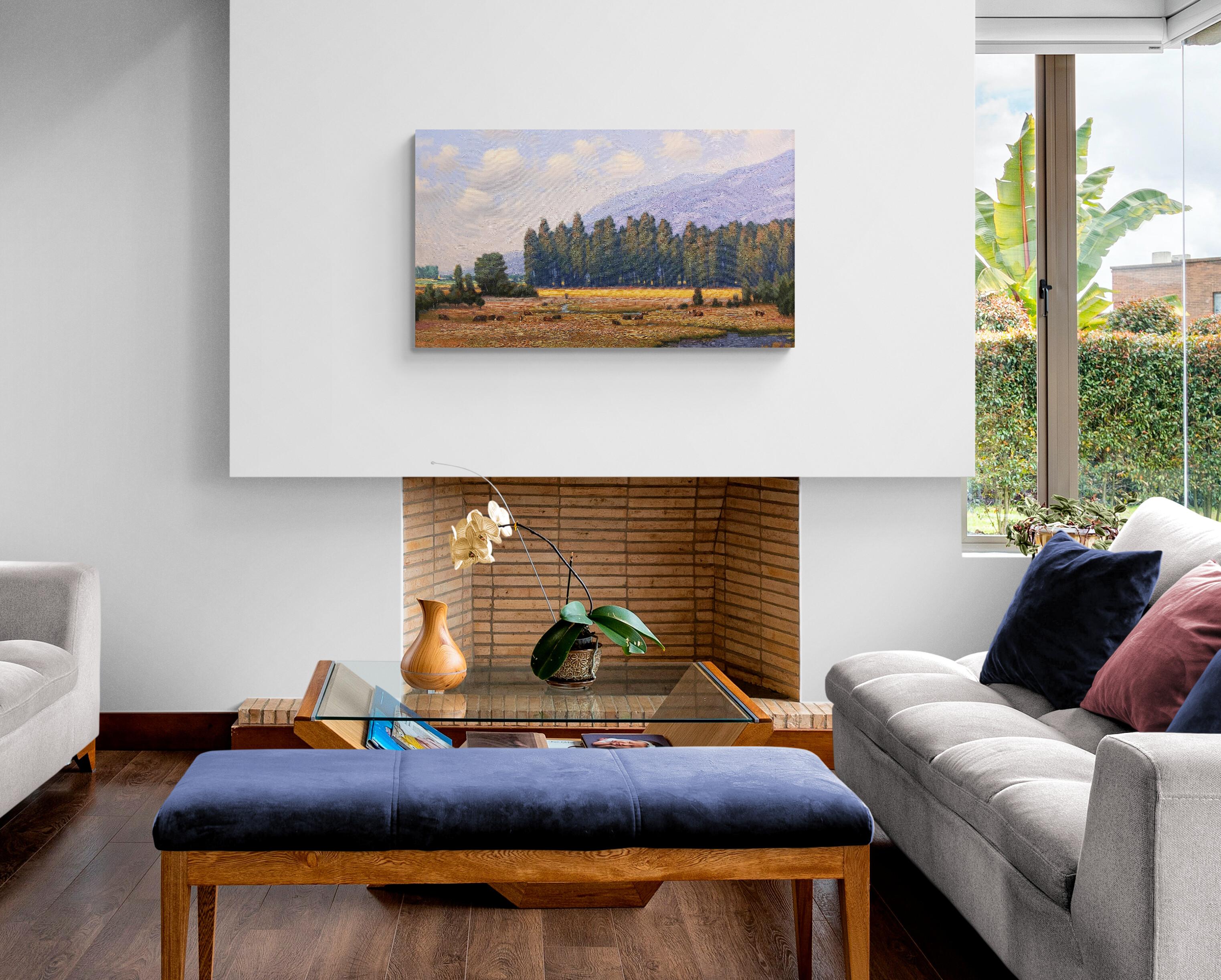 WESTERN LIGHT & SHADOW, Original Contemporary Realist Landscape Painting For Sale 4