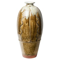 Used Jim Malone, Large Stoneware Combed Vase