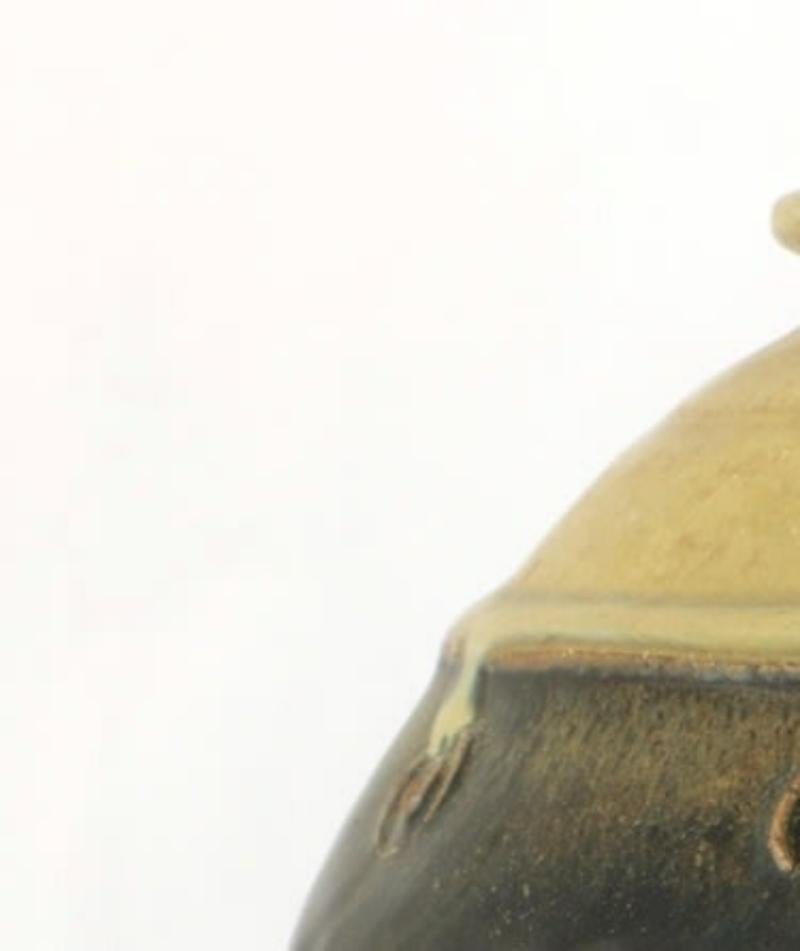 H31 cm
Glaçure Tenmoku à bandes horizontales et spirales incisées.
Monogrammes d'artistes remplis de glaçure
H32 x D17 cm