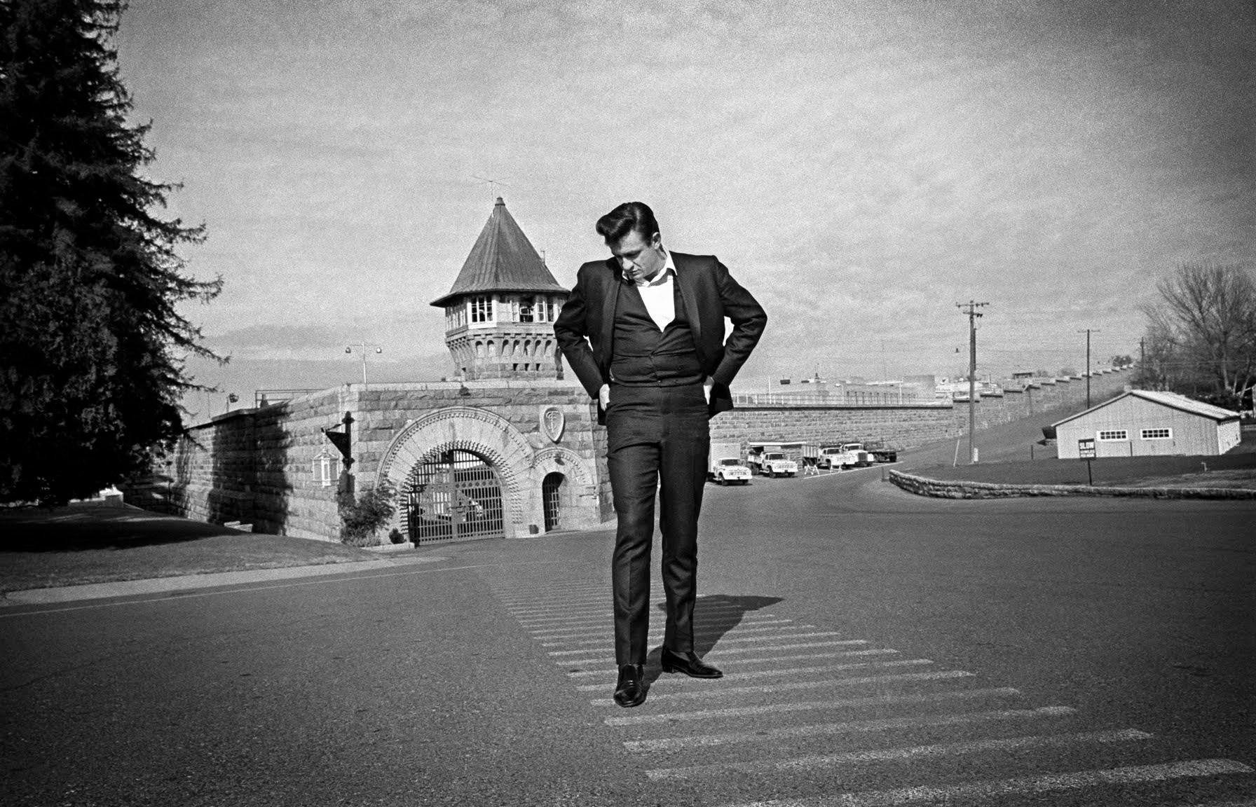 Jim Marshall Black and White Photograph - Johnny Cash at Folsom Prison