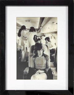 Retro "Mick Jagger on Tour Plane 1972" framed photograph by Jim Marshall  