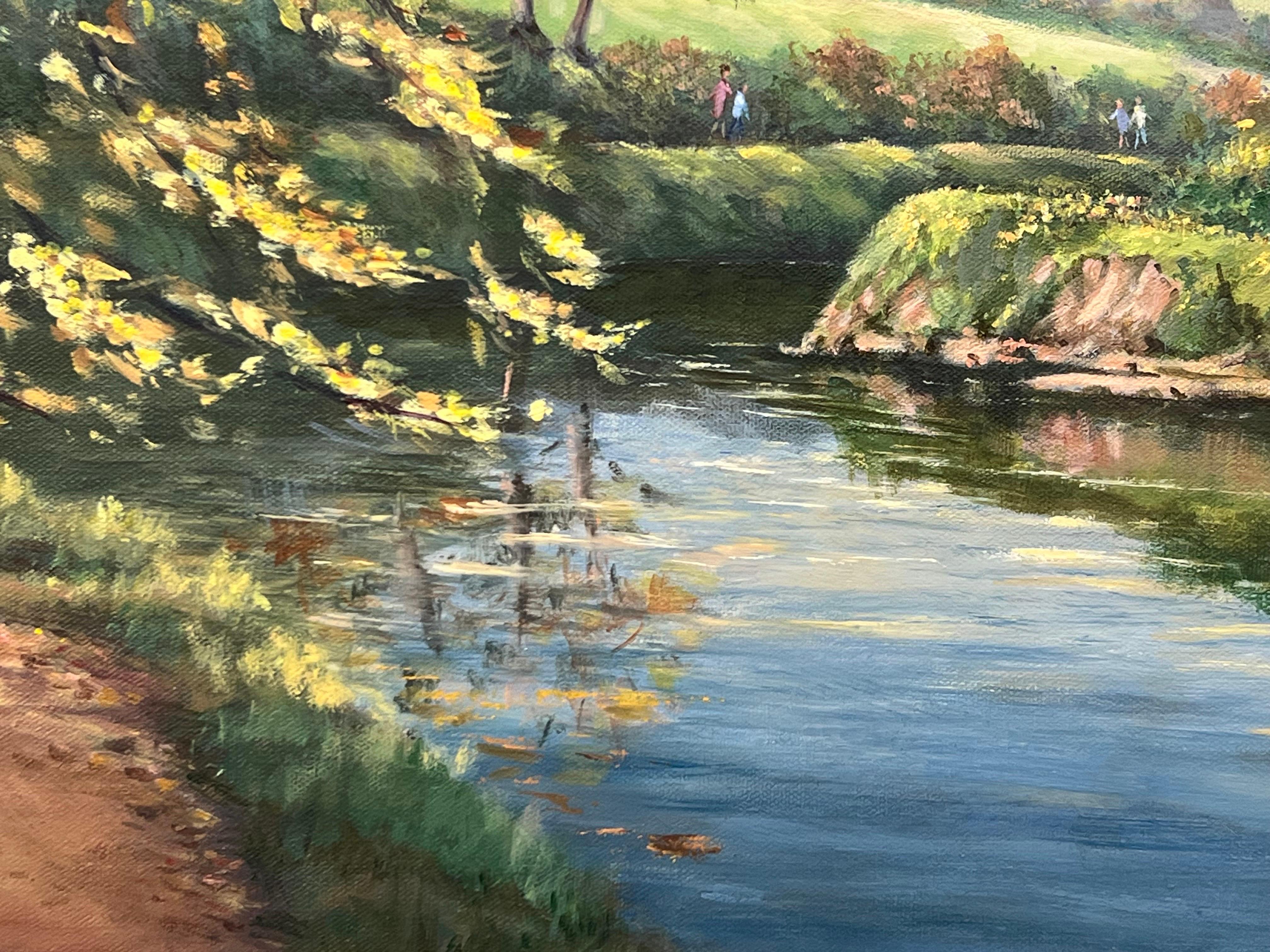 Lush Tree Lined Towpath on the River Lagan in Northern Ireland by Irish Artist For Sale 12