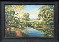 Vintage Lush Tree Lined Towpath on the River Lagan in Northern Ireland by Irish Artist