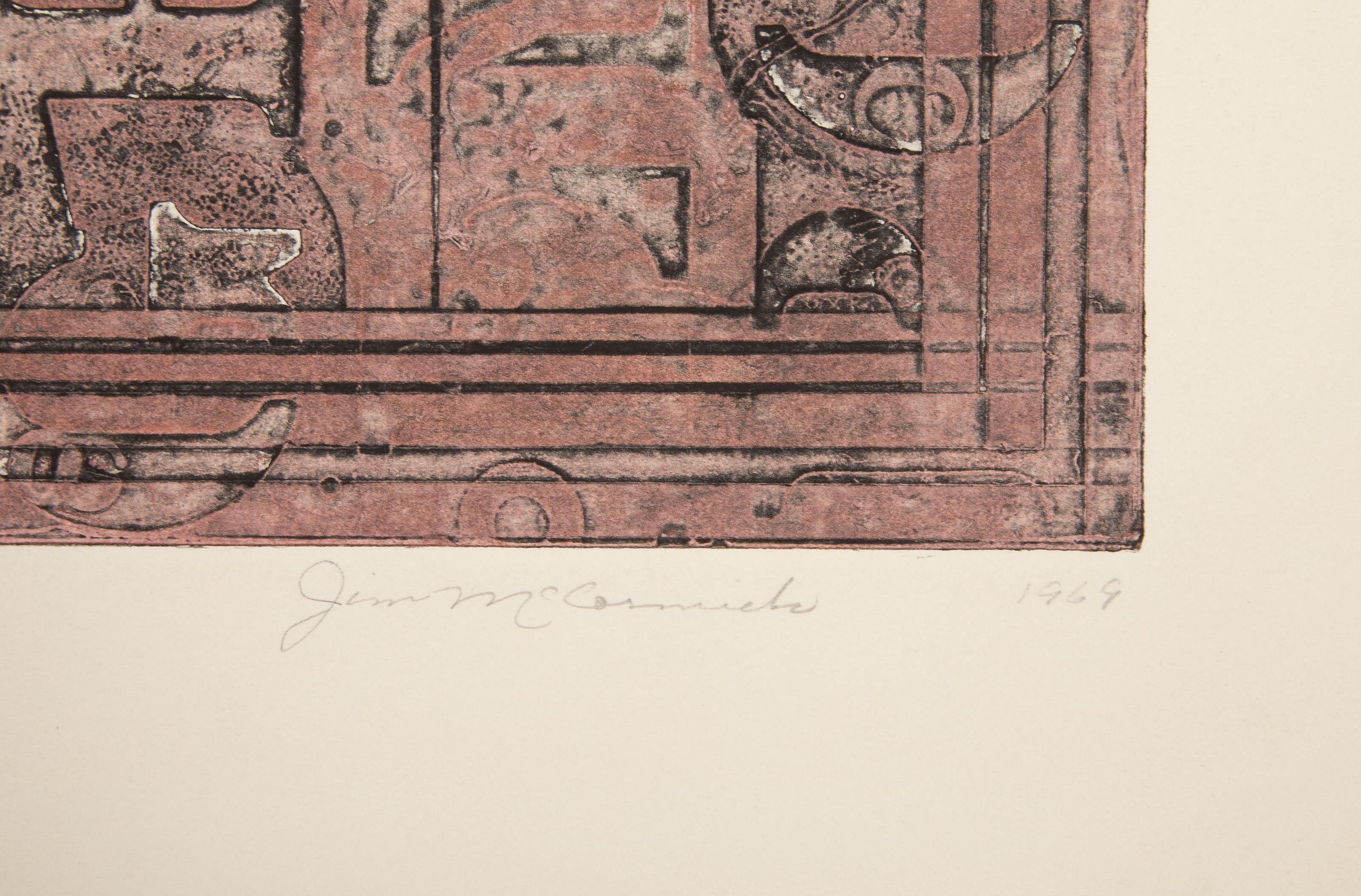  Jim McCormick, American -  Antique Remembrance, Year: 1969, Medium: Etching on Arches, signed, titled, numbered and dated in pencil, Edition: 3/10, Image Size: 14.75 x 14.75 inches, Size: 22.25 x 20 in. (56.52 x 50.8 cm)