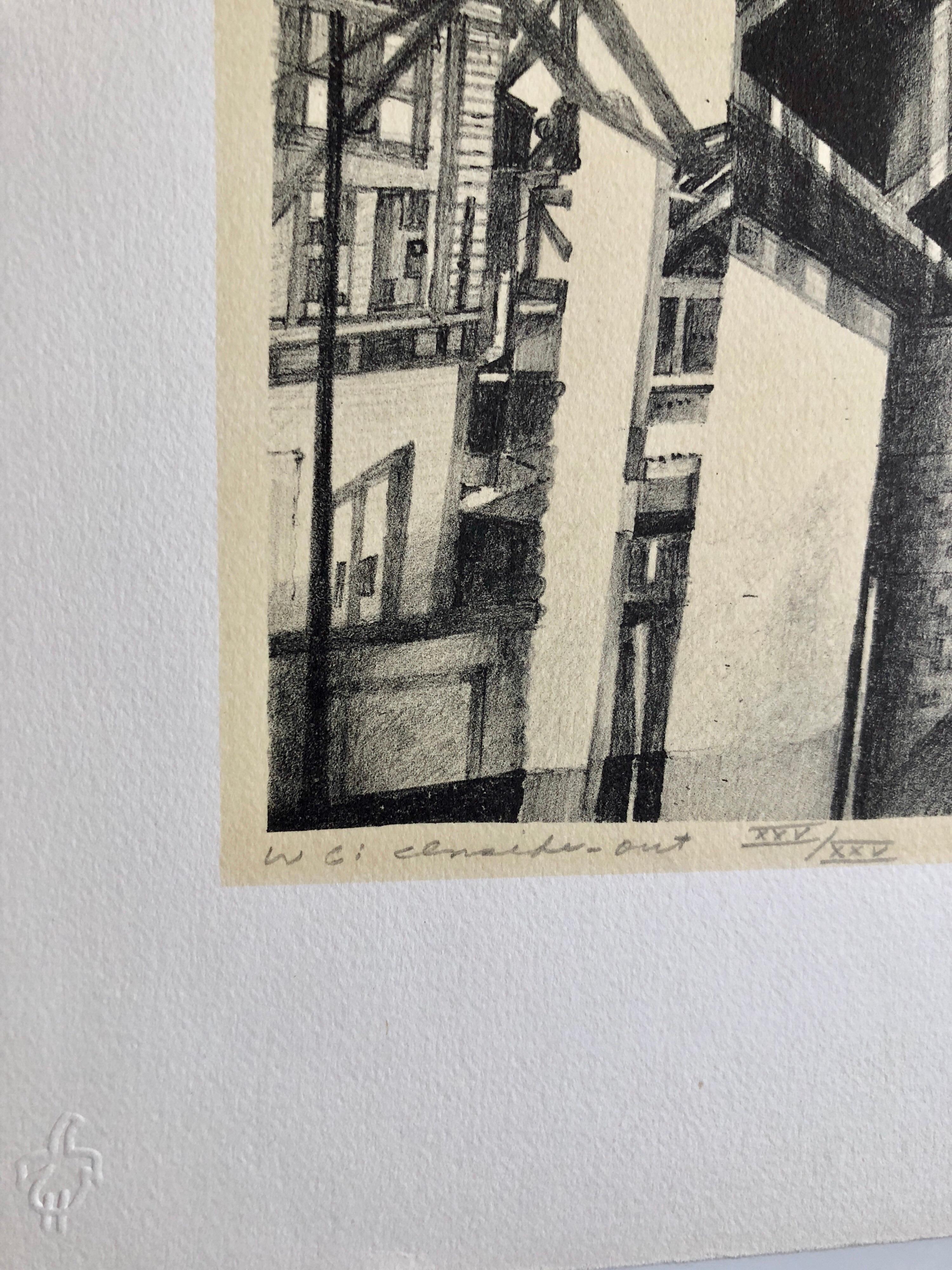 Modernistische architektonische Lithographie der Chicagoer Szene, Künstler aus Nevada (Amerikanische Moderne), Print, von JIm McCormick