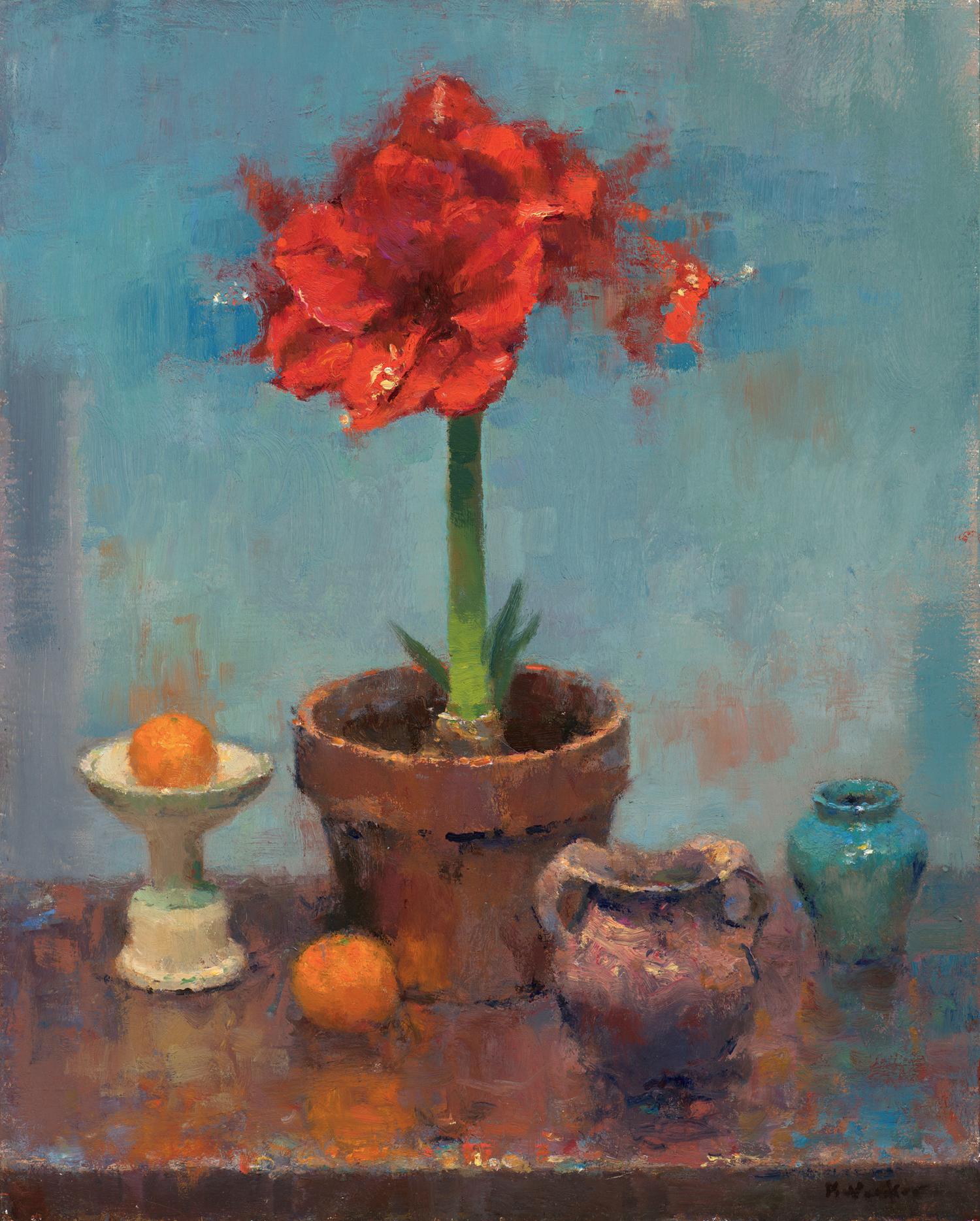 Amaryllis rosso - Painting Impressionismo di Jim McVicker