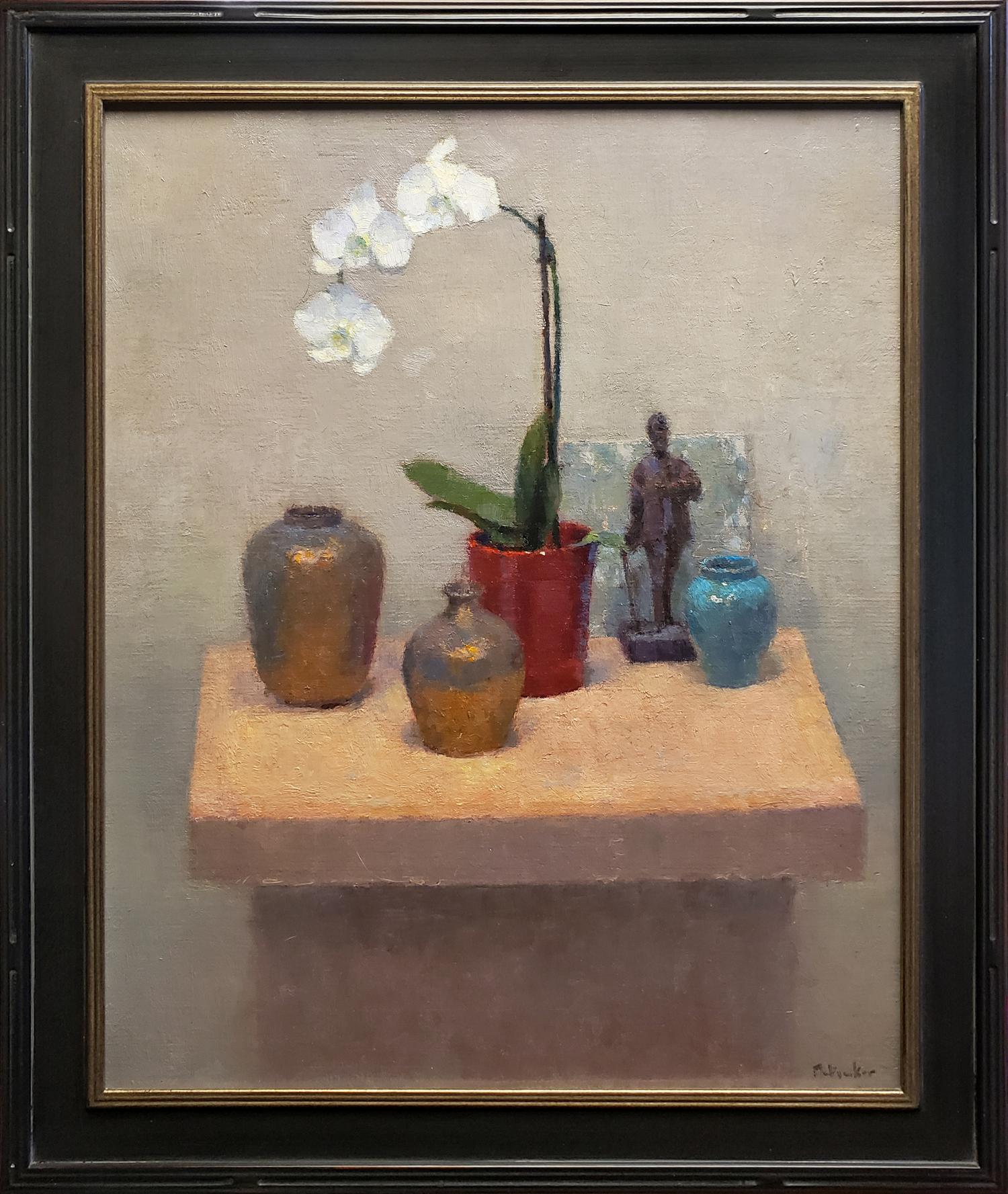 Jim McVicker Still-Life Painting – Weiße Orchidee