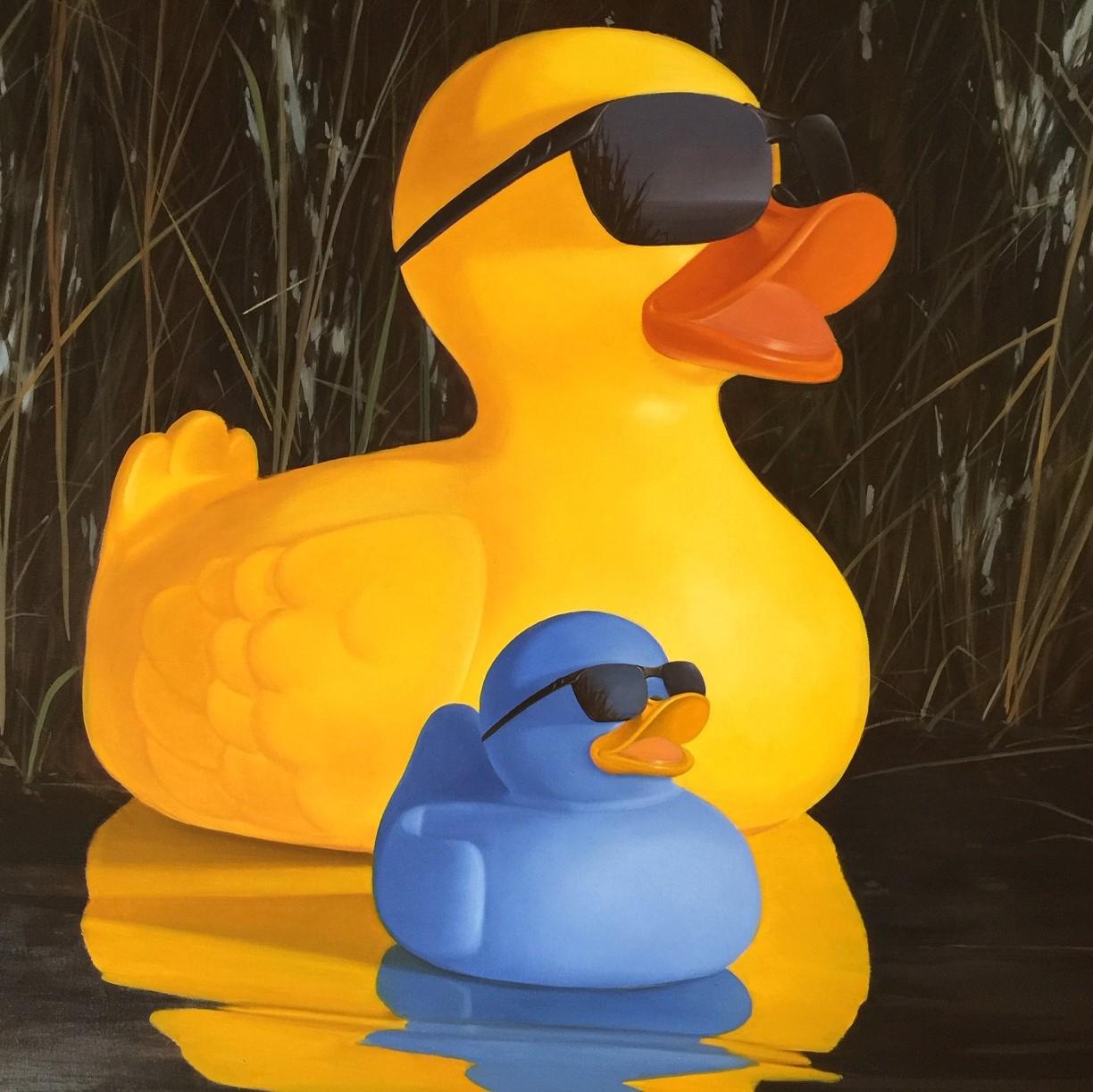 Jim Molloy Figurative Painting – Cool Ducks mit Kühnköpfen