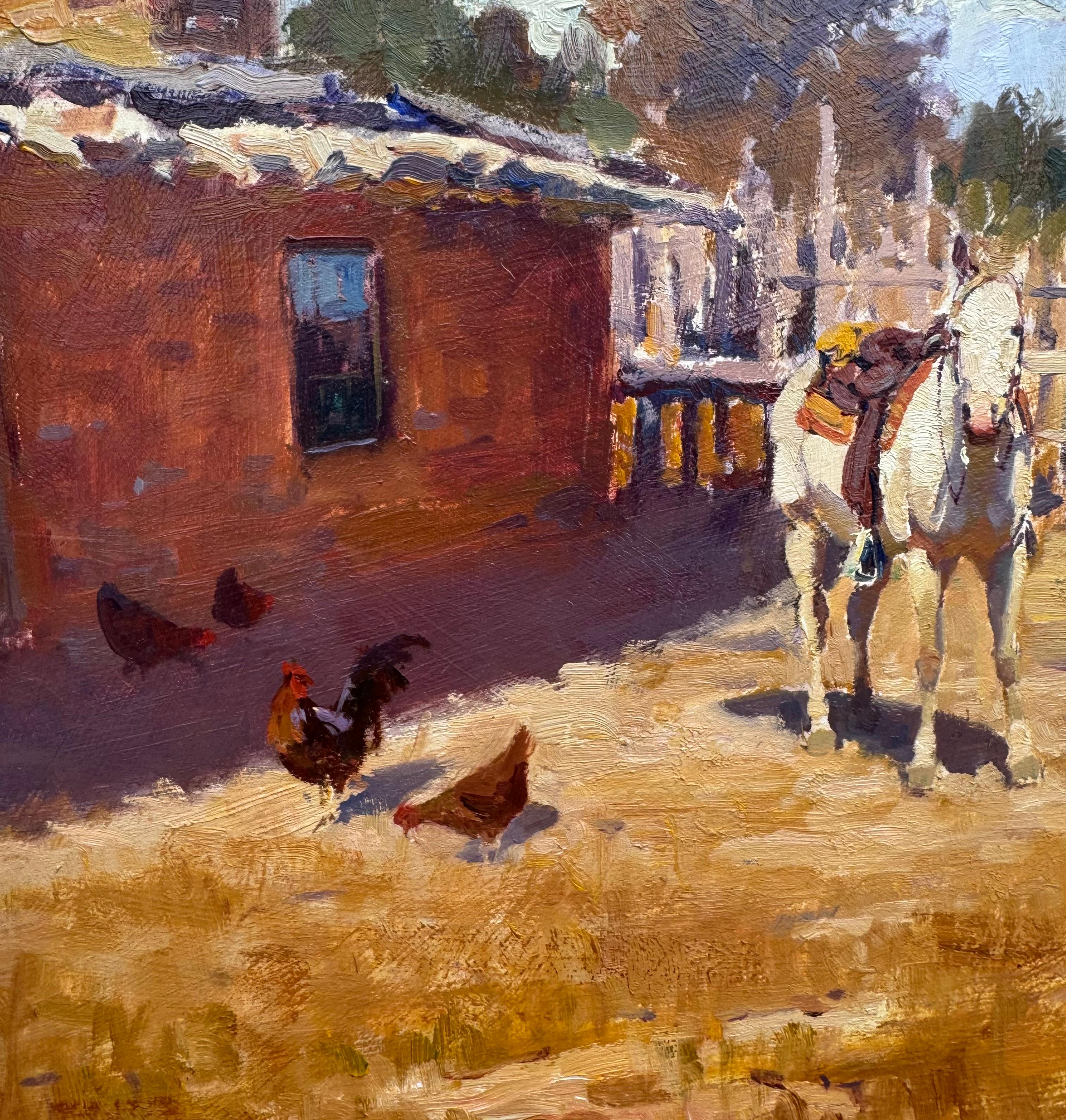 Peinture réaliste américaine UTAH Western Cowboy Indian Horse Ranch en vente 1