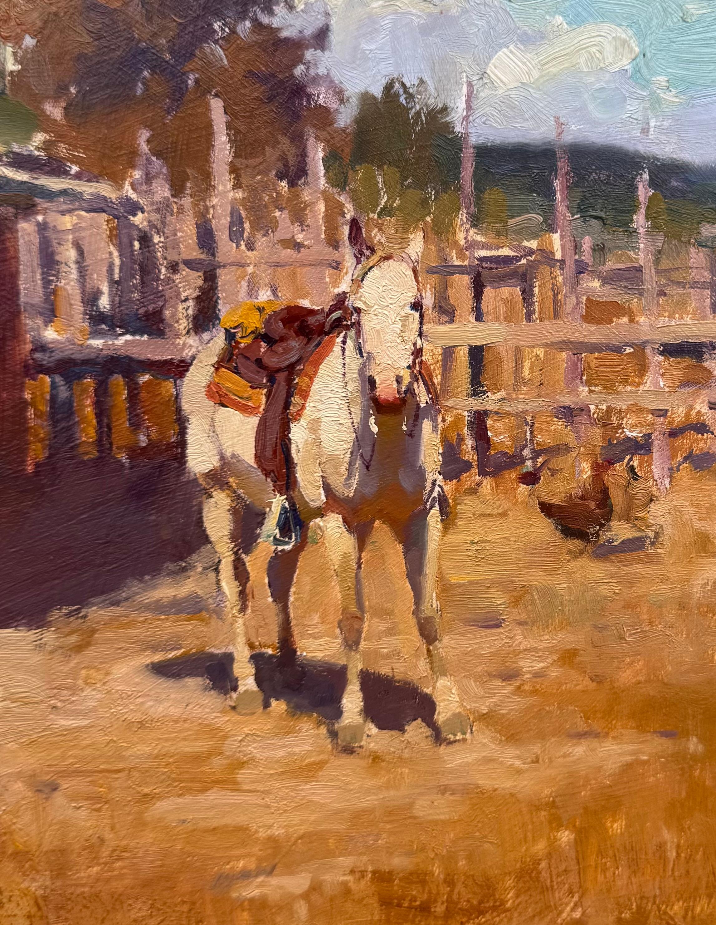 Peinture réaliste américaine UTAH Western Cowboy Indian Horse Ranch en vente 2