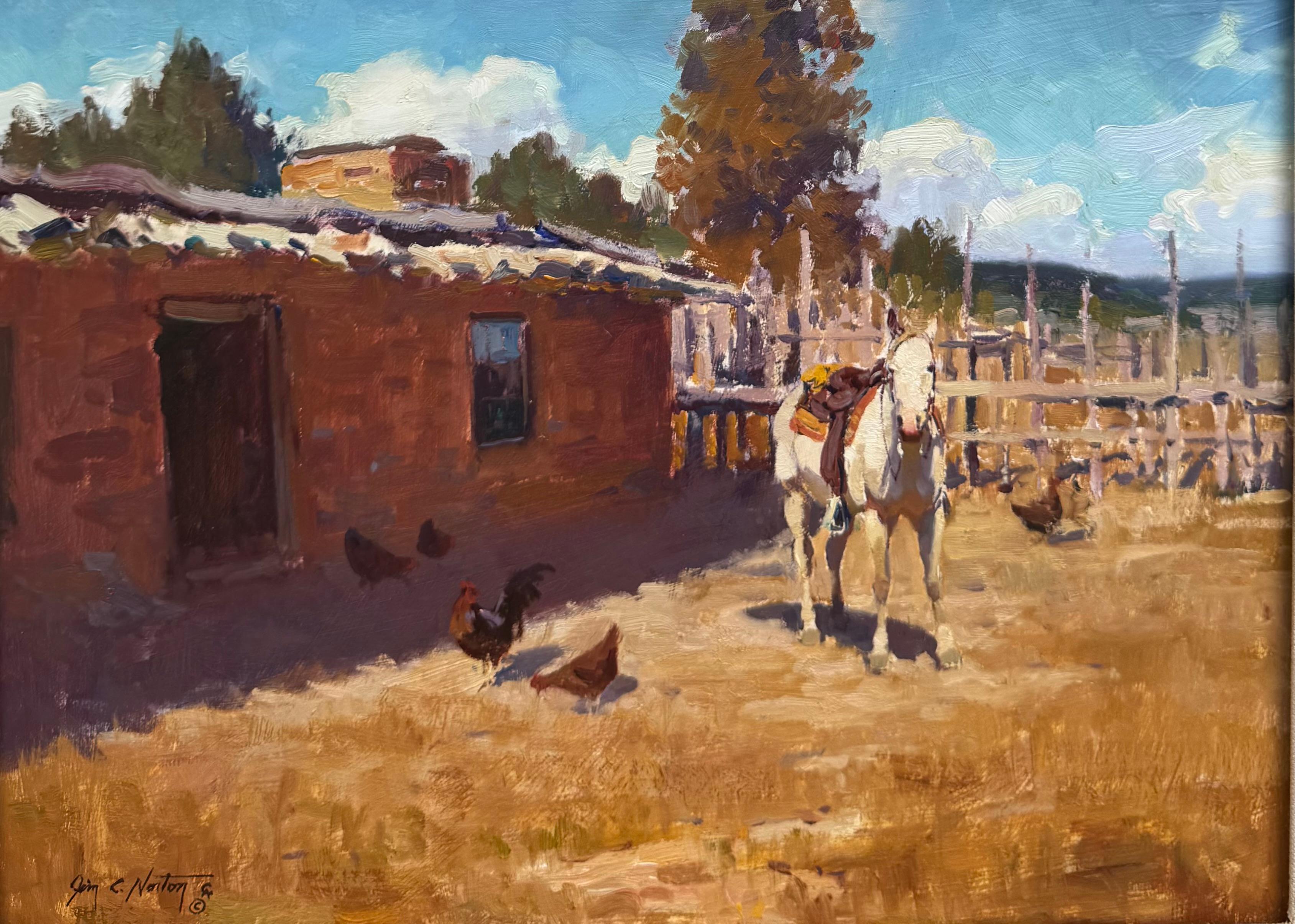 Peinture réaliste américaine UTAH Western Cowboy Indian Horse Ranch