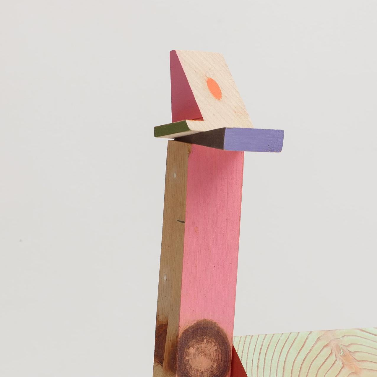 Jim Osman’s sculptures center on explorations of structure, architecture and space. Working with wood, paint, and construction paper, Osman instinctively combines materials, forms and colors to create dynamic 3-dimensional compositions. His