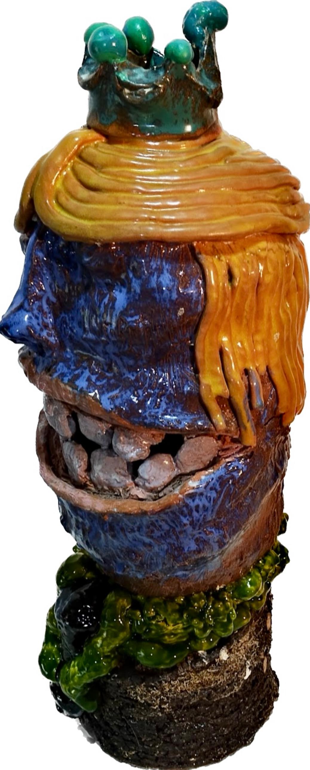 Artist: Jim Pallas (1941)
Title: Blind Queen
Year: 2018
Medium: Epoxy, ceramic, wood log
Size: 11 x 5 x 5 inches
Condition: Excellent
Inscription: Signed and dated

JIM PALLAS (1941-) American painter, draughtsman, sculptor, and printmaker. An