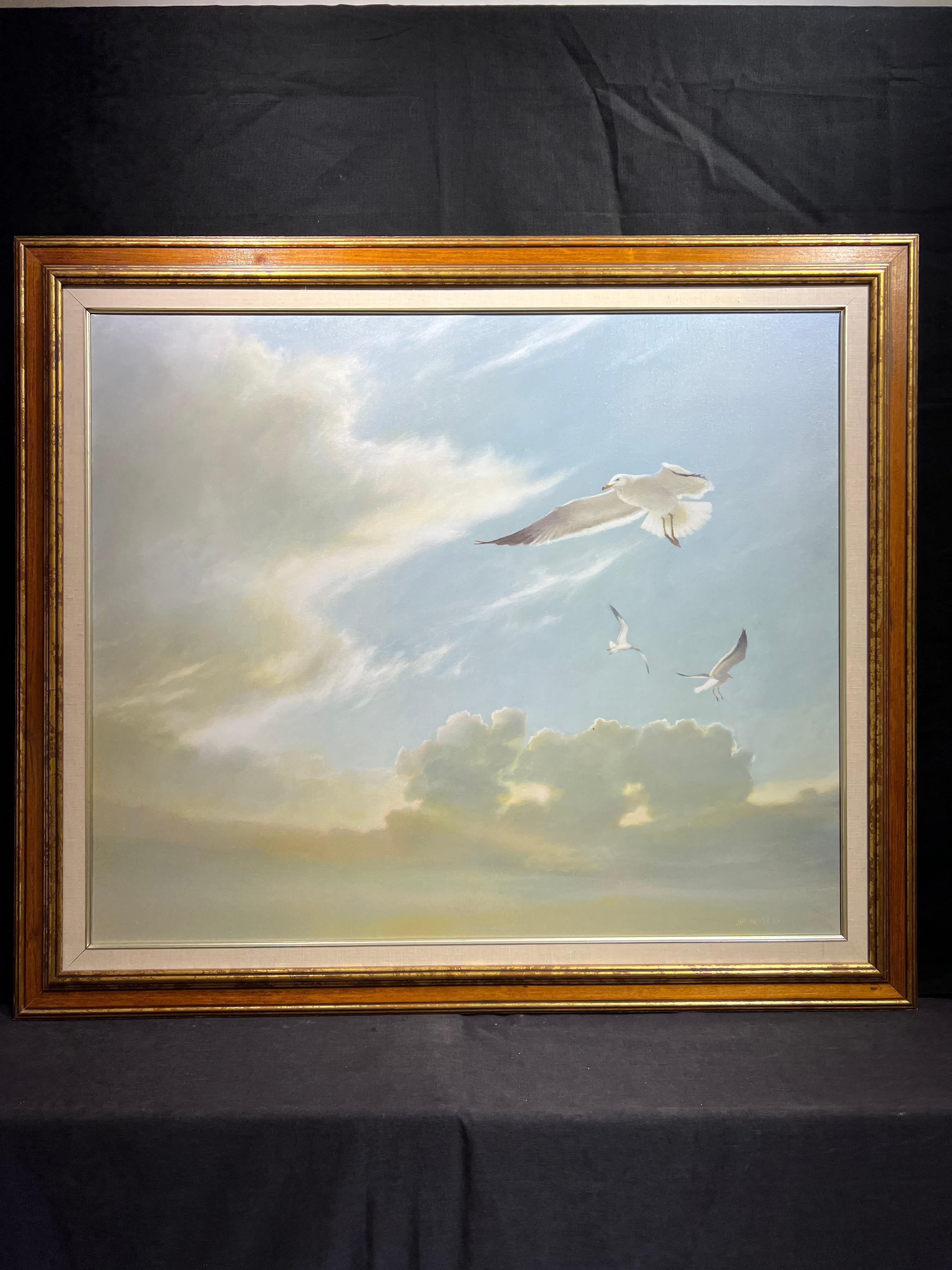 Seagulls (Birds in Flight) – Painting von Jim Palmer