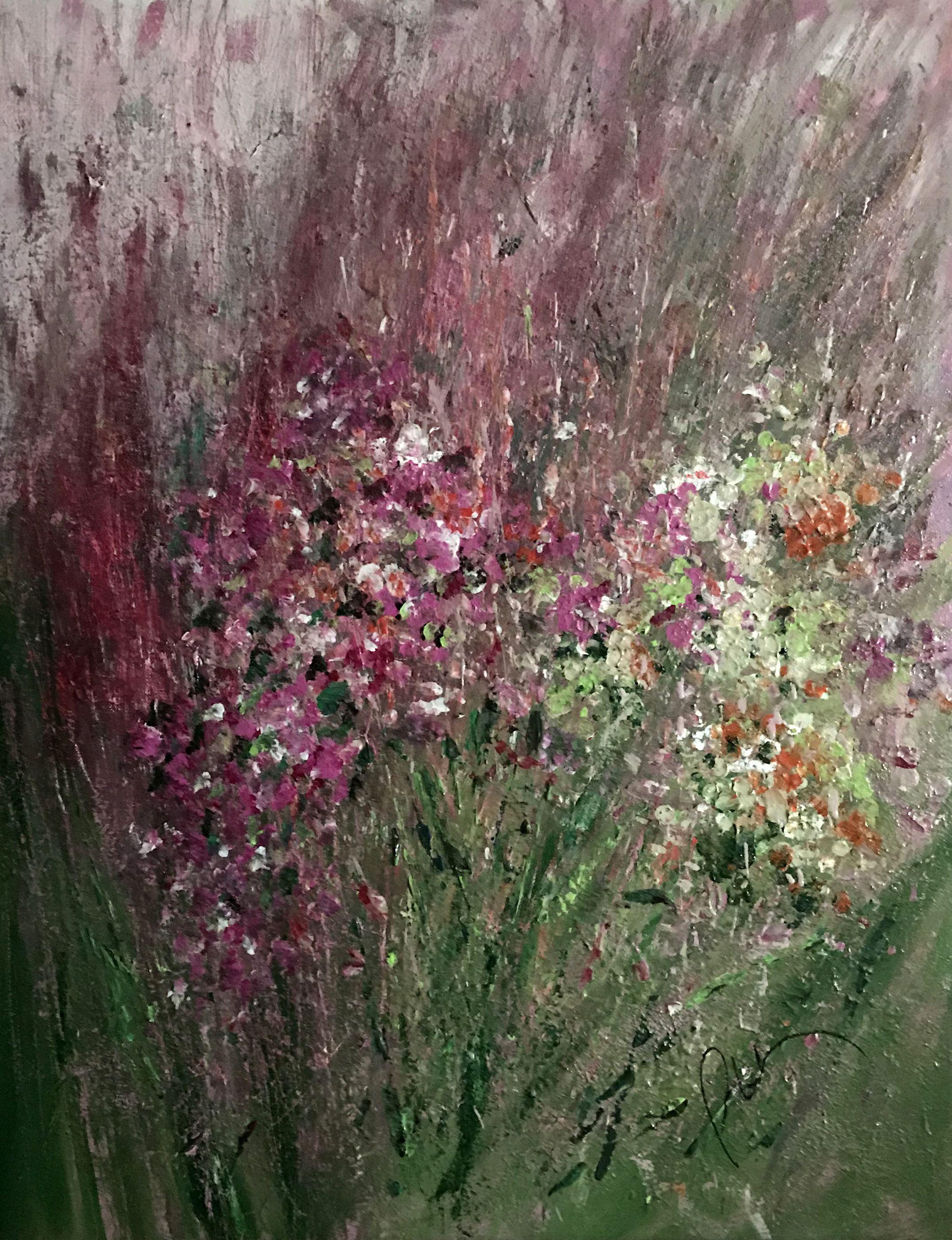 NATURE"S TAPESTRY captures the essence of floral freshness and beauty.  It brings thoughts of flower gardens or a countryside walk viewing patches of flowers and weeds - colorful, refreshing and true.. :: Painting :: Impressionist :: This piece