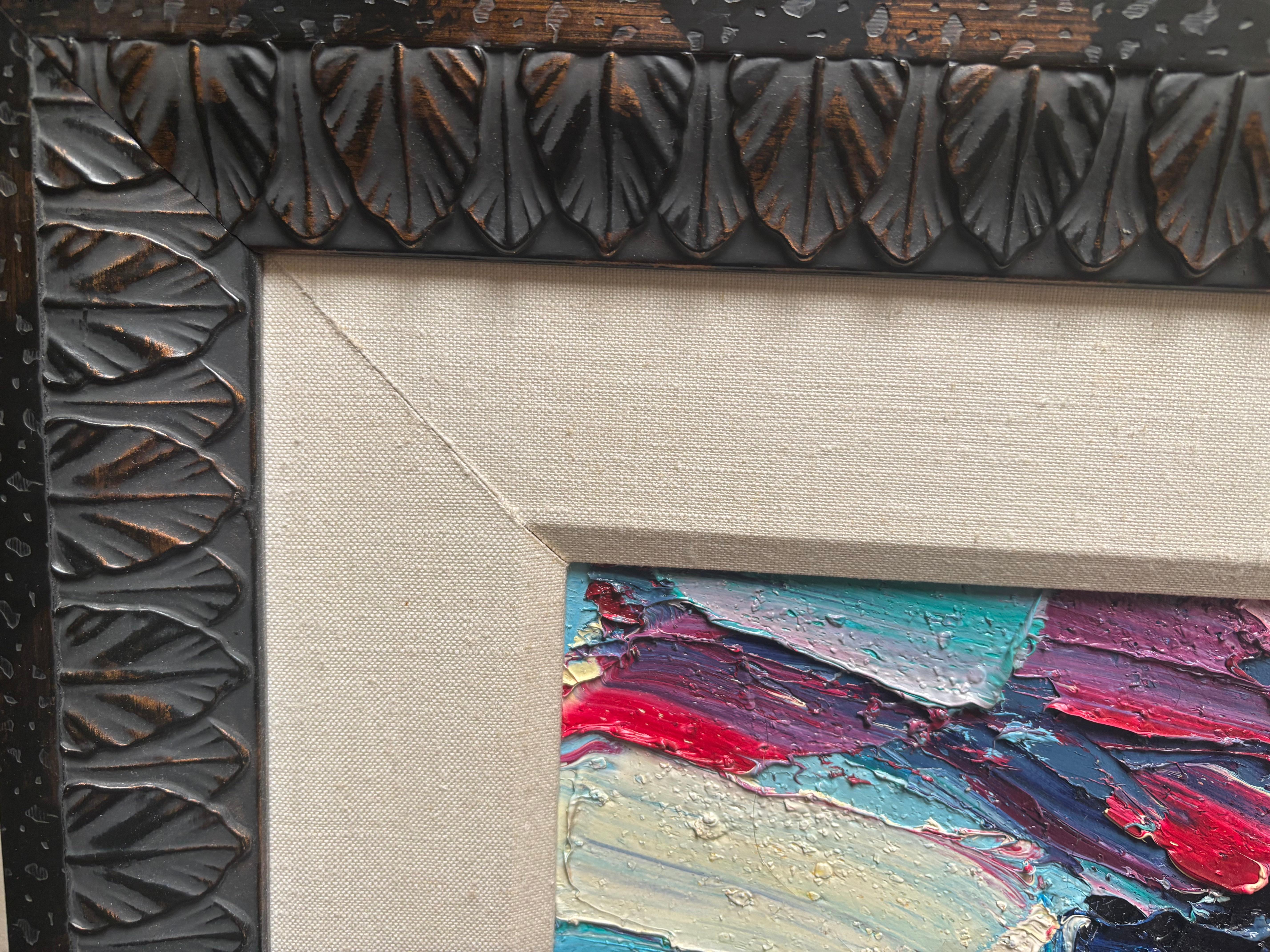 American Jim Rabby large abstract oil painting on canvas signed , dated , title. For Sale